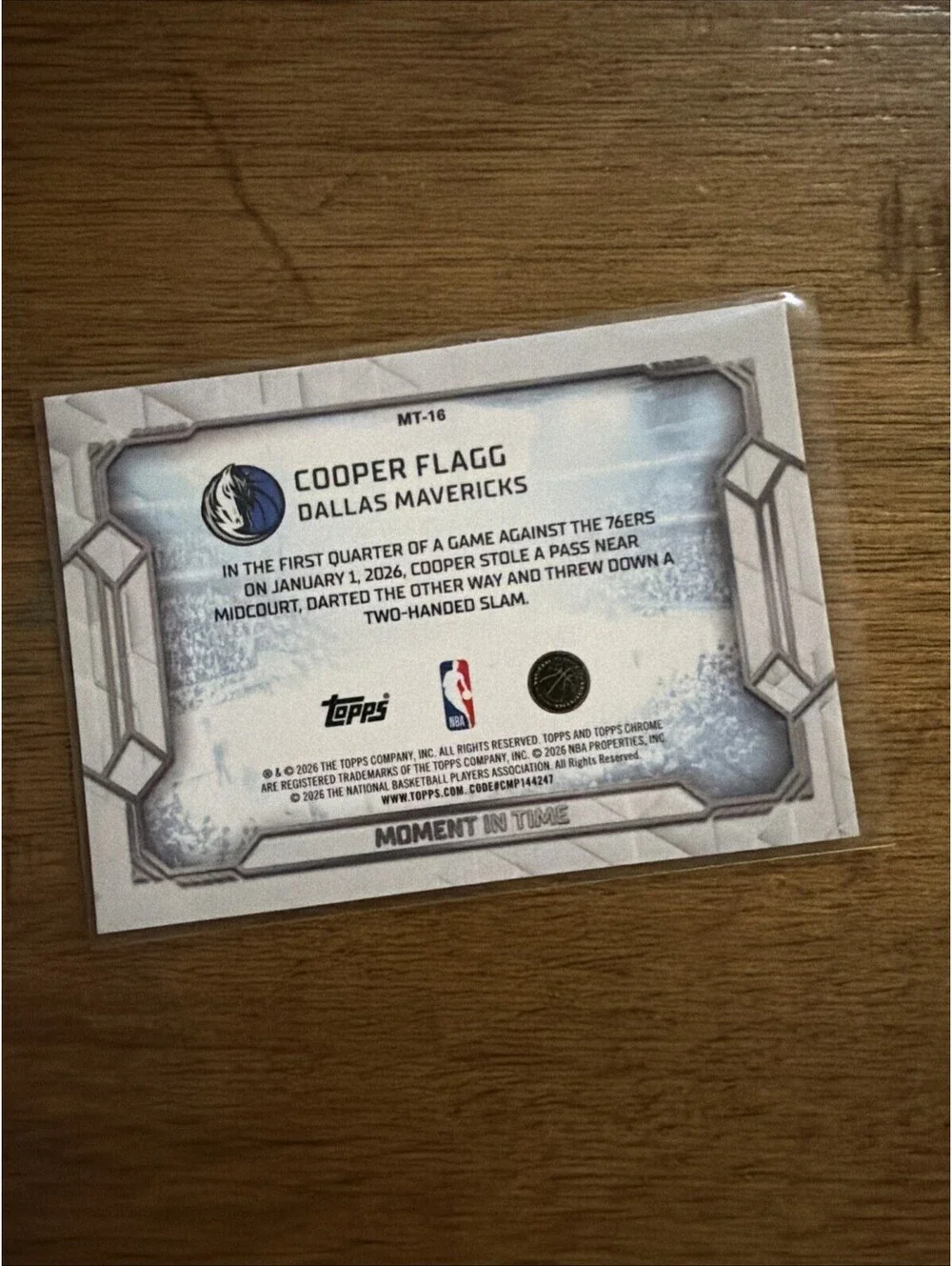 2026 Topps Chrome Cooper Flagg “Moment In Time” Rookie – Dallas Mavericks RC